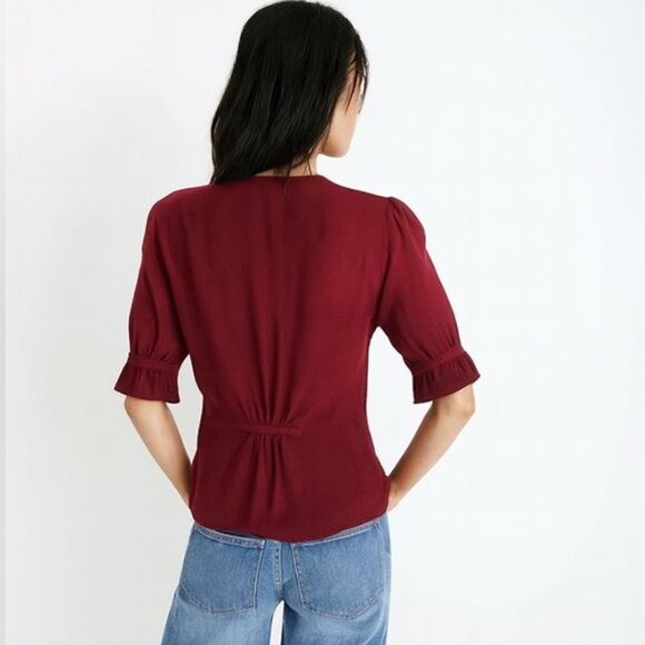 🍷Madewell Button Front Surplice V-Neck Blouse | Size 2 (fits S) - Picture 3 of 9